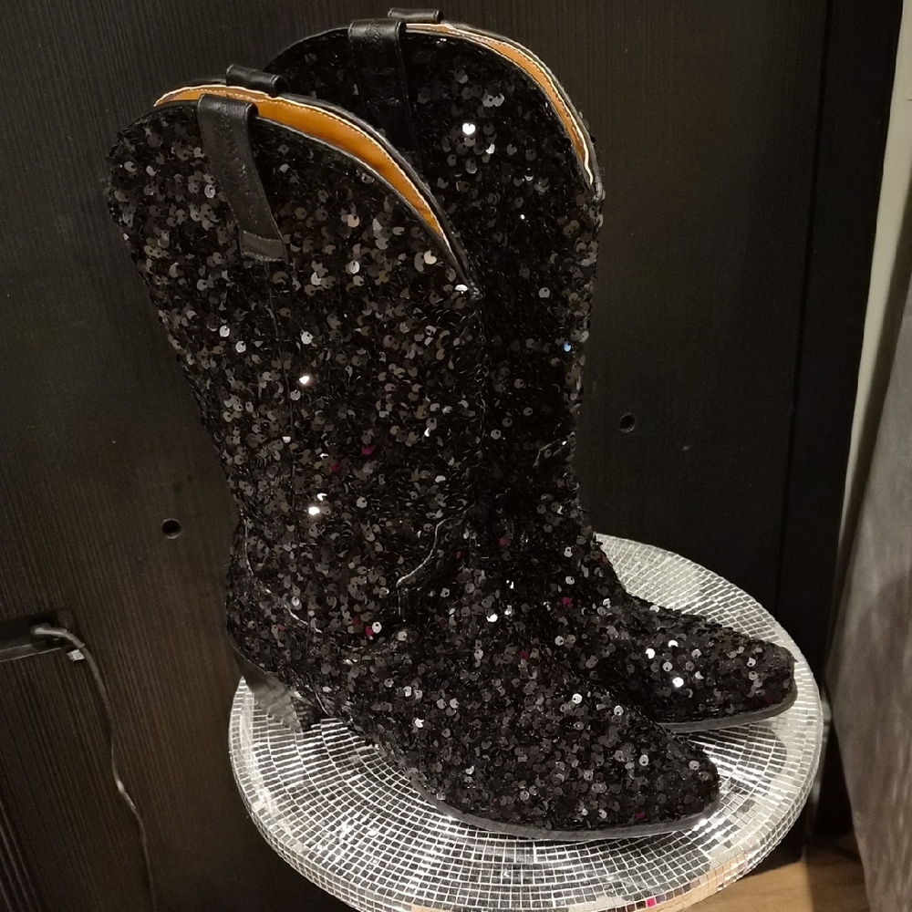 Black Sequin Women's Boots
